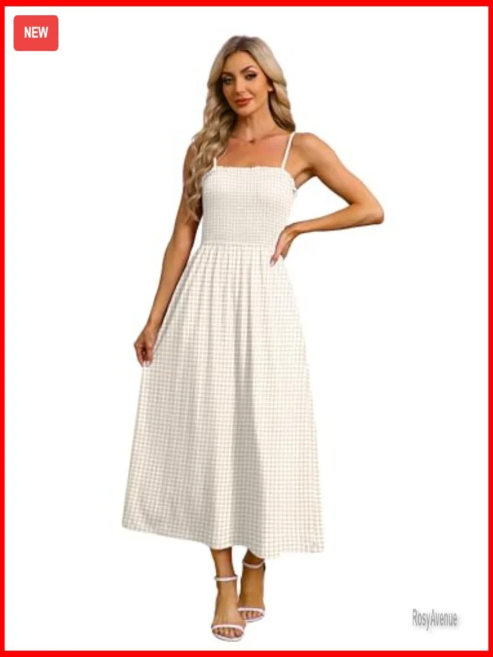 Spaghetti Strap Maxi Dress Smocked with Pockets Casual Boho Beach - Picture 4 of 7